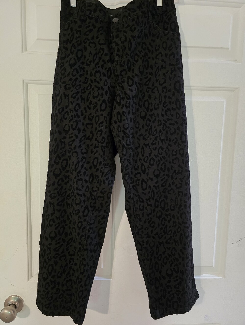 Women's Black Leopard Print Pants